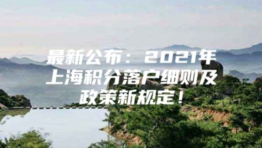 最新公布：2021年上海积分落户细则及政策新规定！