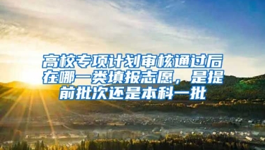 高校专项计划审核通过后在哪一类填报志愿，是提前批次还是本科一批