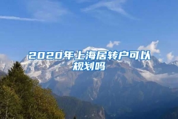 2020年上海居转户可以规划吗