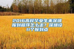 2016高校毕业生来深圳报到程序怎么走？深圳设11个报到点