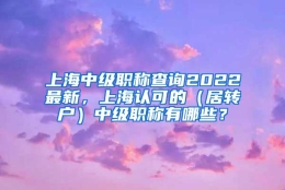 上海中级职称查询2022最新，上海认可的（居转户）中级职称有哪些？