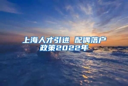 上海人才引进 配偶落户政策2022年