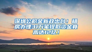 深圳公积金新政出台！租房办理31万笔提取资金竟高达12亿！