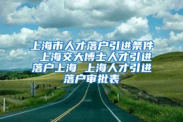 上海市人才落户引进条件 上海交大博士人才引进落户上海 上海人才引进落户审批表