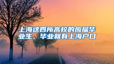 上海这四所高校的应届毕业生，毕业就有上海户口