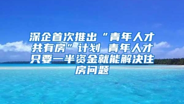 深企首次推出“青年人才共有房”计划 青年人才只要一半资金就能解决住房问题