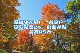 深圳放大招！“首贷户”贷款贴息2%，创业补贴最高45万