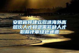 安徽省将建立引进海外高层次人才和急需紧缺人才职称评审绿色通道