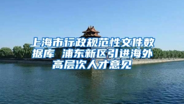 上海市行政规范性文件数据库 浦东新区引进海外高层次人才意见