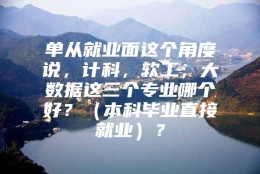 单从就业面这个角度说，计科，软工，大数据这三个专业哪个好？（本科毕业直接就业）？