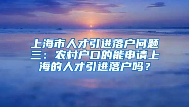 上海市人才引进落户问题三：农村户口的能申请上海的人才引进落户吗？