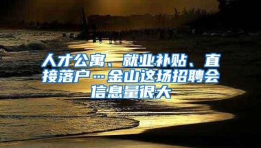 人才公寓、就业补贴、直接落户…金山这场招聘会信息量很大