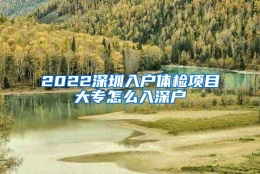 2022深圳入户体检项目大专怎么入深户