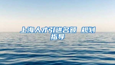 上海人才引进名额 规划指导