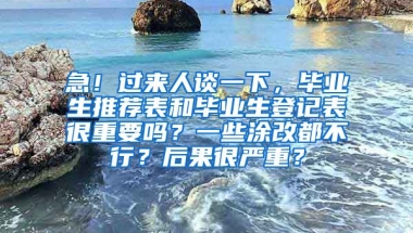 急！过来人谈一下，毕业生推荐表和毕业生登记表很重要吗？一些涂改都不行？后果很严重？