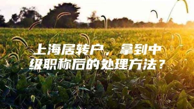 上海居转户，拿到中级职称后的处理方法？