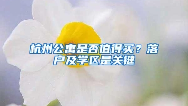 杭州公寓是否值得买？落户及学区是关键