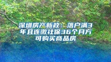 深圳房产新政：落户满3年且连缴社保36个月方可购买商品房