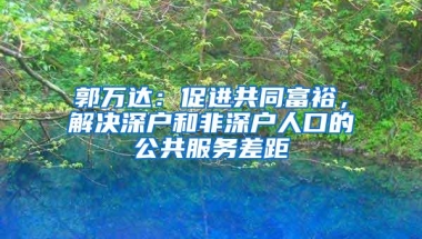 郭万达：促进共同富裕，解决深户和非深户人口的公共服务差距