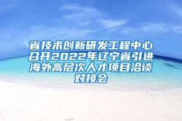 省技术创新研发工程中心召开2022年辽宁省引进海外高层次人才项目洽谈对接会