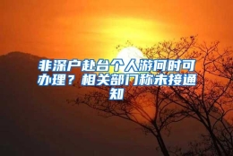 非深户赴台个人游何时可办理？相关部门称未接通知