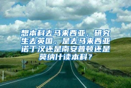 想本科去马来西亚，研究生去英国，是去马来西亚诺丁汉还是南安普顿还是莫纳什读本科？