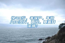 快40岁，非深户，年收入10多万，两娃，要离开深圳？