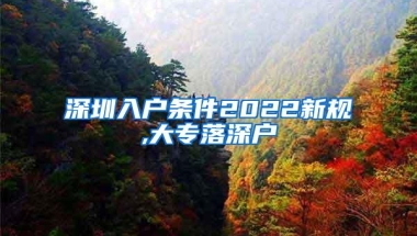 深圳入户条件2022新规,大专落深户