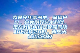 我是今年高考生，深圳户口。分数刚好过本科线。现在我很纠结是读深职院好还是读2B好。希望大家给点意见