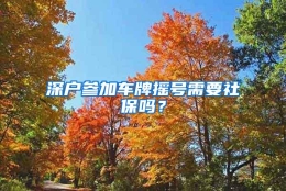 深户参加车牌摇号需要社保吗？