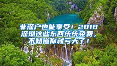 非深户也能享受！2018深圳这些东西统统免费，不知道你就亏大了！