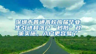 深圳市普通高校应届毕业生引进和落户“秒批”政策实施，入户更容易了