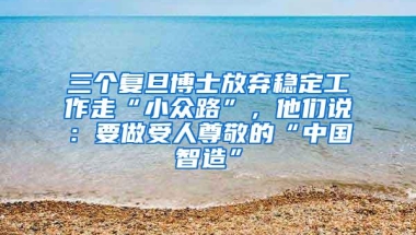 三个复旦博士放弃稳定工作走“小众路”，他们说：要做受人尊敬的“中国智造”