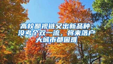 高校鄙视链又出新品种：没考个双一流，将来落户大城市都困难