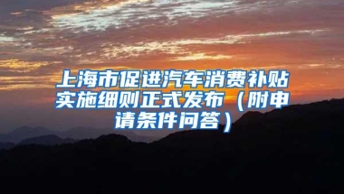 上海市促进汽车消费补贴实施细则正式发布（附申请条件问答）