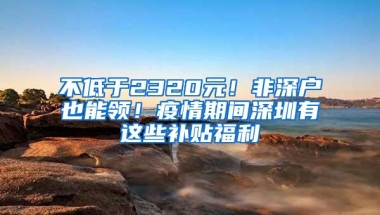 不低于2320元！非深户也能领！疫情期间深圳有这些补贴福利