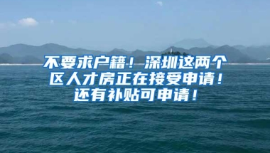 不要求户籍！深圳这两个区人才房正在接受申请！还有补贴可申请！