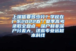 上深信要多少分？学校在广东2022春／夏季高考录取全盘点，深户和非深户分差大，这些专业远超本科线