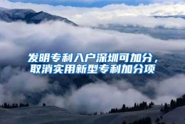 发明专利入户深圳可加分，取消实用新型专利加分项