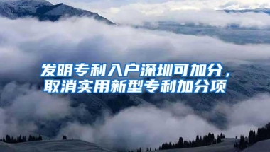 发明专利入户深圳可加分，取消实用新型专利加分项