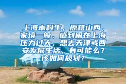 上海本科生，原籍山西，家境一般，感到留在上海压力过大，想去天津或西安发展生活，有可能么？该如何规划？