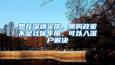 想在深圳买房，限购政策不足社保年限，可以入深户解决