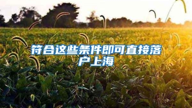 符合这些条件即可直接落户上海