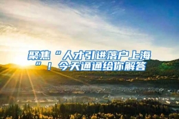 聚焦“人才引进落户上海”！今天通通给你解答