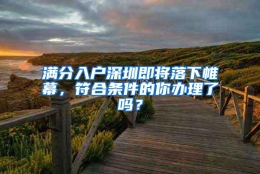 满分入户深圳即将落下帷幕，符合条件的你办理了吗？