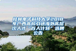 桂林电子科技大学2018年广西高校引进海外高层次人才“百人计划”选聘公告