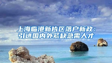 上海临港新片区落户新政：引进国内外紧缺急需人才