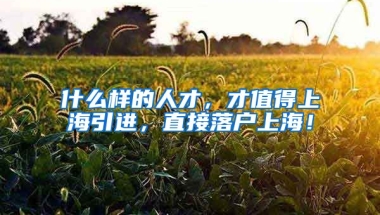 什么样的人才，才值得上海引进，直接落户上海！