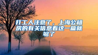 打工人注意了，上海公租房的有关信息看这一篇就够了