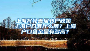 上海将完善居转户政策 上海户口有什么用？上海户口含金量有多高？